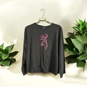 Browning Black Long Sleeve Shirt with Pink Graphic